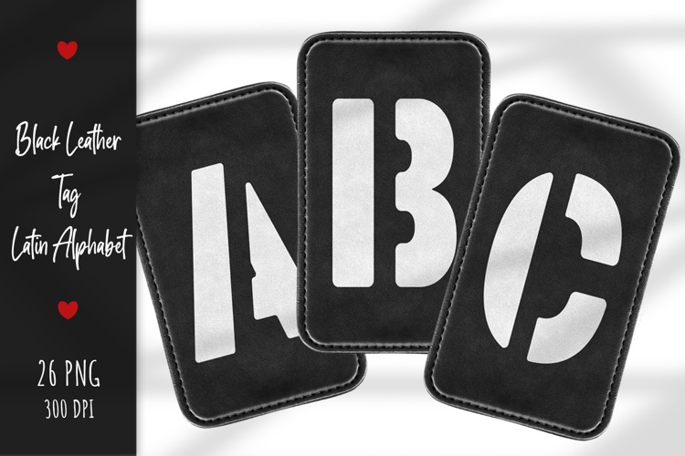 Black Leather Labels with Latin Letters