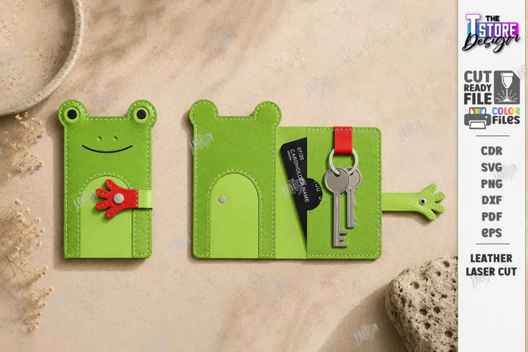 Animal Leather Key Holder Laser Cut | Frog Card Holder Laser