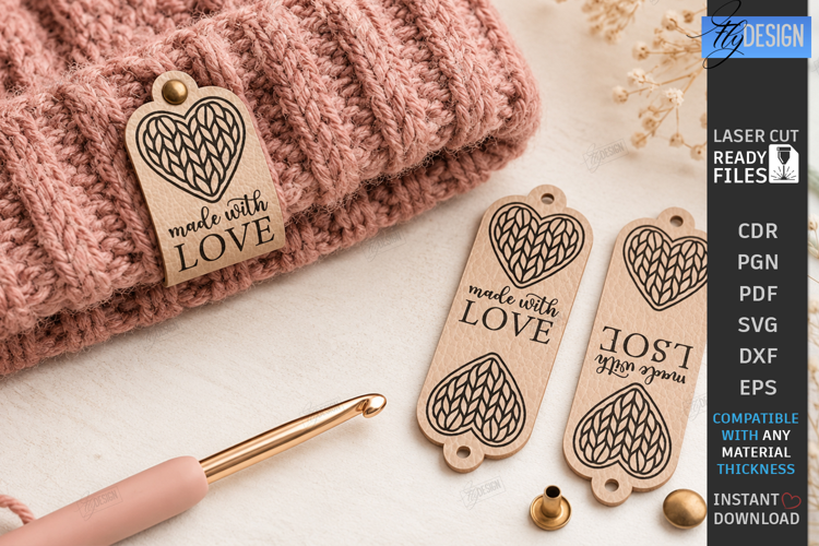Leather Knit Tags Laser Cut | Leather Labels | Crafting |CNC