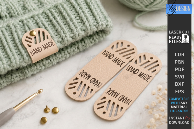 Leather Knit Tags Laser Cut | Leather Labels | Crafting |CNC
