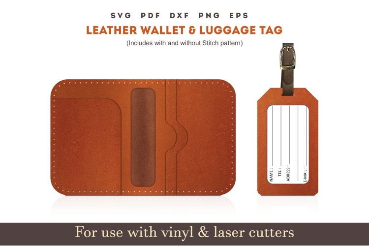 leather wallet and leather laggage tag SVG PDF Pattern