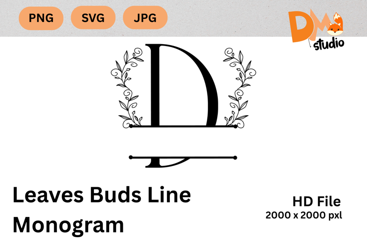 Leaves Buds Line Monogram - Graceful Style