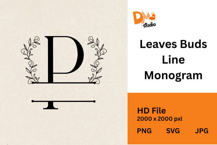 Leaves Buds Line Monogram - Graceful Style