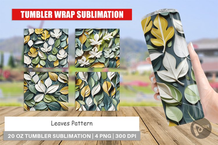 Tumbler Wrap Leaves Pattern