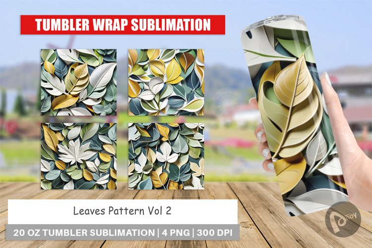 Tumbler Wrap Leaves Pattern