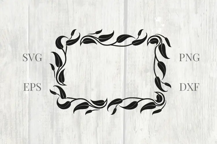 Leaves Vintage Wedding Frame SVG
