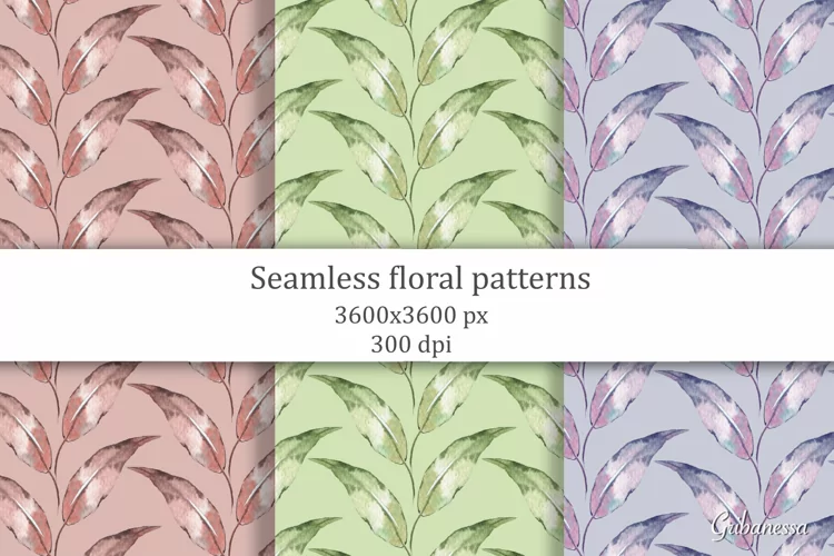 Leaves watercolor patterns