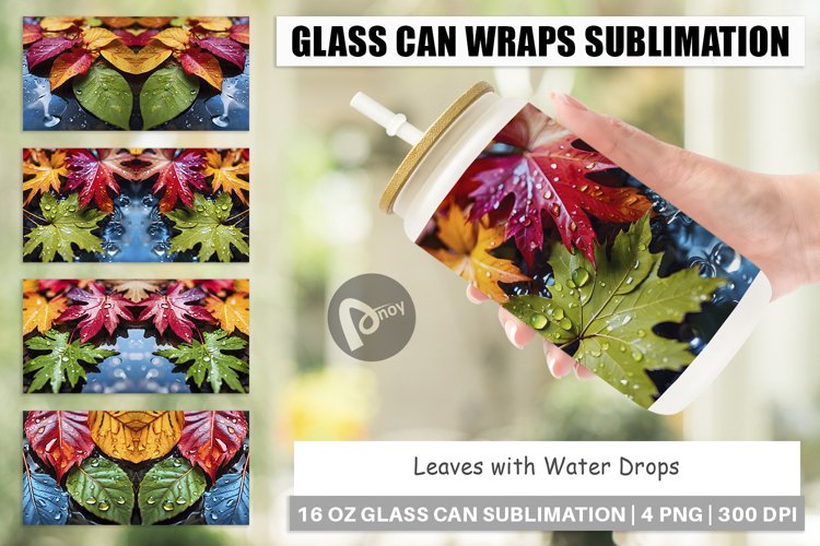 Glass Can Wraps Leaves with Water Drops