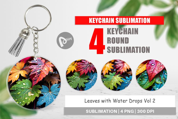 Keychain Leaves with Water Drops example image 1