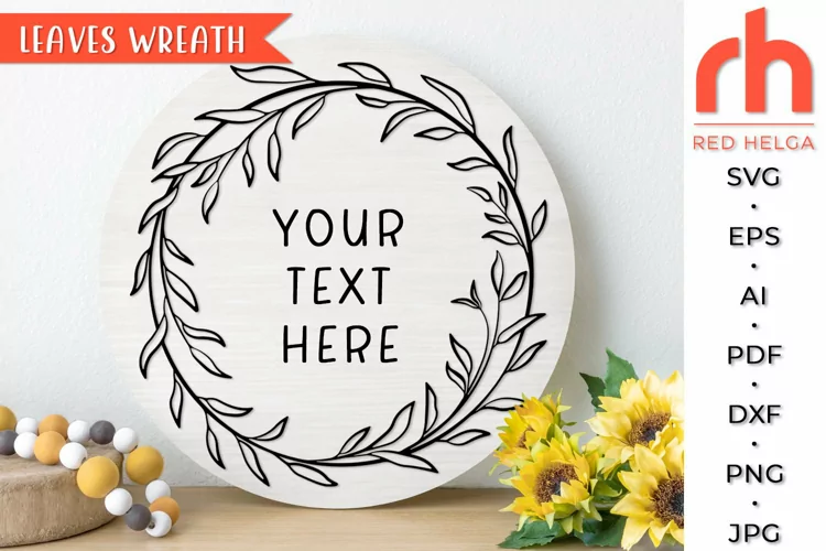 Leaves Wreath SVG, Circle Frame Cut File, Branch Border DXF