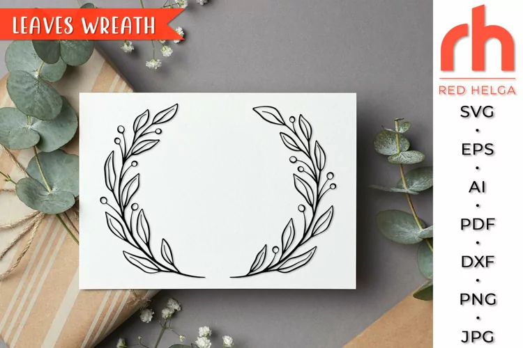 Leaves Wreath SVG, Laurel Frame Cut File, Branch Border DXF
