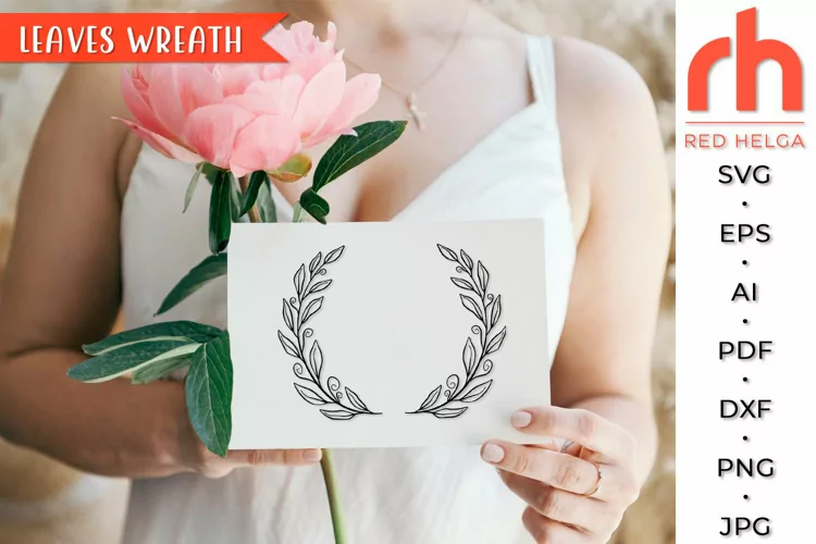 Leaves Wreath SVG, Laurel Frame Cut File, Branch Border DXF
