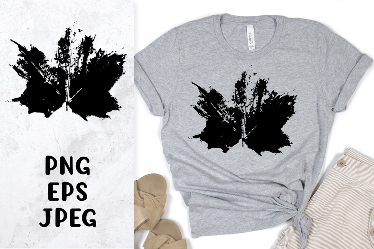 Distressed maple leaf sublimation design. Leaf ink stamp