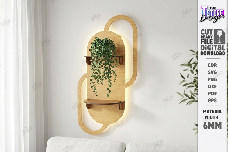 LED Hanging Plant Shelf Laser Cut | Wall Decor | Home Decor example image 1