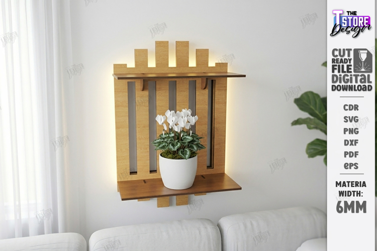 LED Hanging Plant Shelf Laser Cut | Wall Decor | Home Decor example image 1