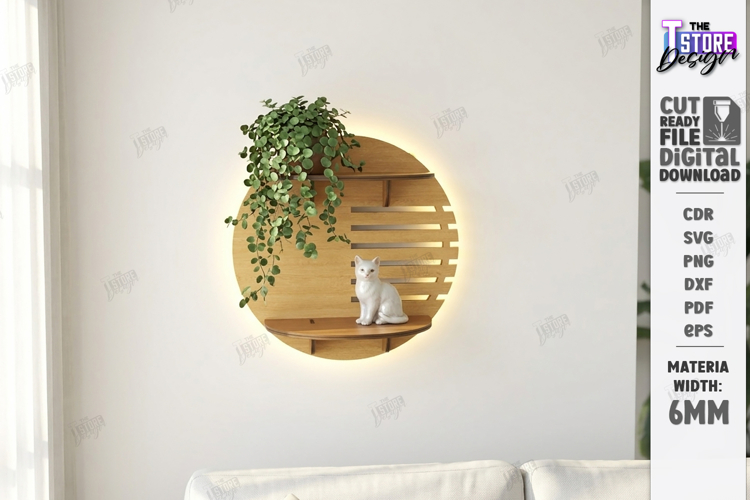 LED Hanging Plant Shelf Laser Cut | Wall Decor | Home Decor example image 1