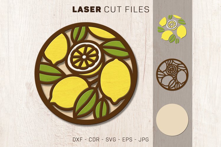 Lemon Coaster, Laser cut Svg example image 1