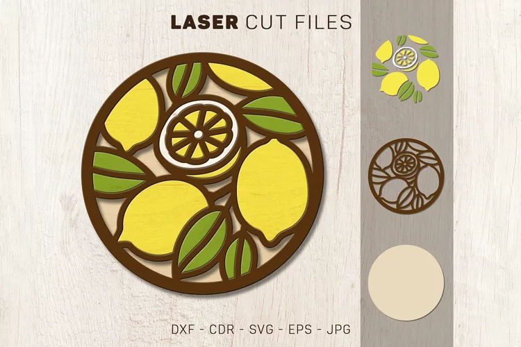Lemon Coaster, Laser cut Svg