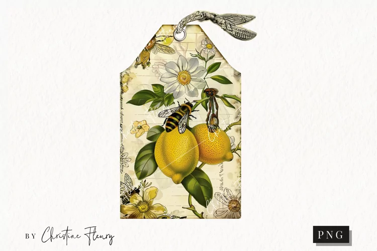 Lemon Honey Vintage Tags | Farmhouse PNG