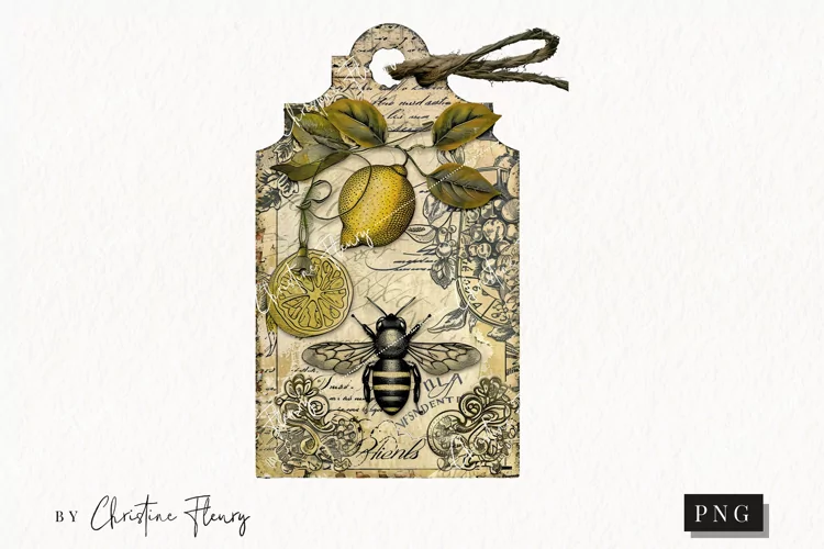 Lemon Honey Vintage Tags | Farmhouse PNG
