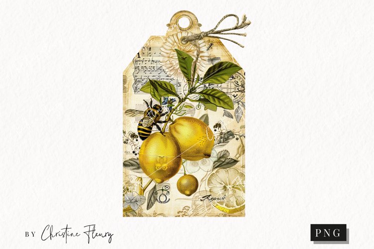 Lemon Honey Vintage Tags | Farmhouse PNG
