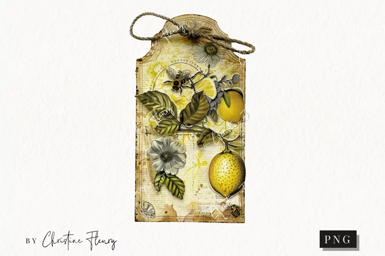 Lemon Honey Vintage Tags | Farmhouse PNG