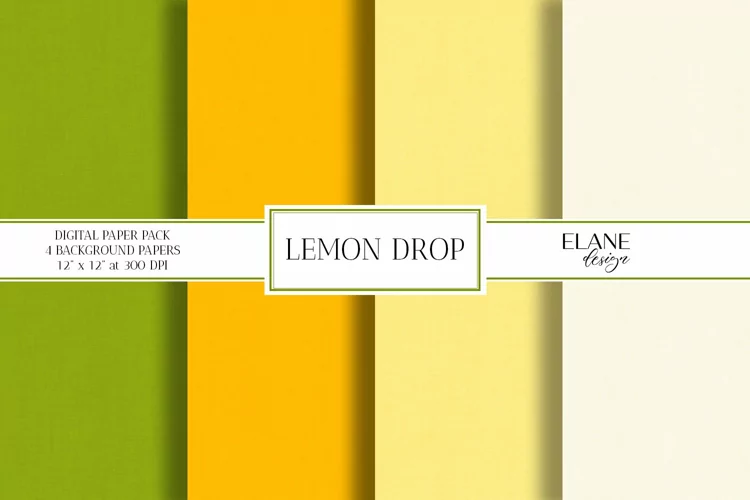 Green Orange Yellow Lemon Digital Paper, Linen Texture