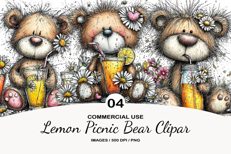 Lemon Picnic Bear Clipart