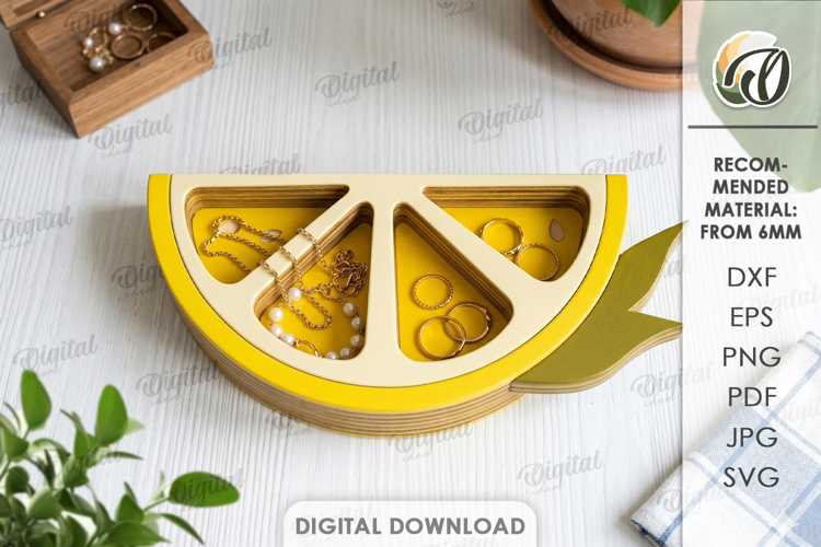 3D Lemon Jewelry Organizer Laser Cut. Jewelry Storage SVG