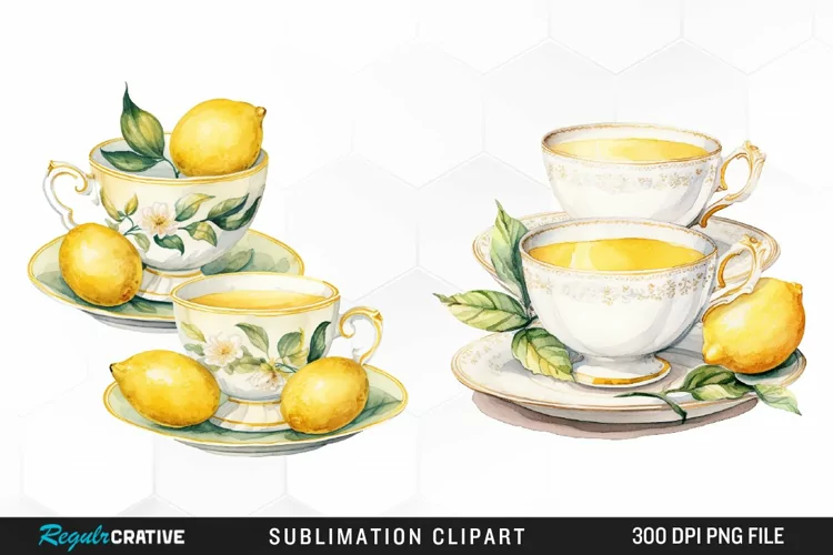 Watercolor Lemon Tea Sublimation PNG Clipart