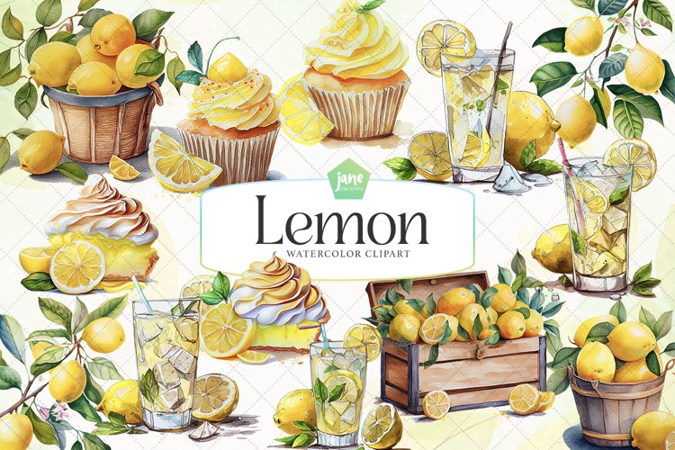 Watercolor Lemon Clipart Image 23