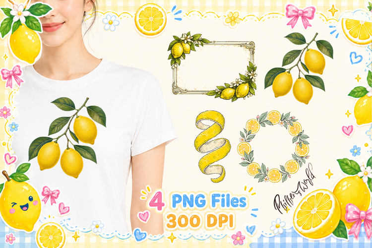 Vintage Lemon Clipart | Lemon Lover Designs | Botanical PNG