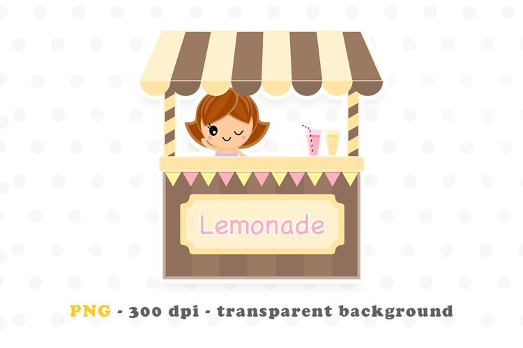 Kawaii Girl Lemonade Stand PNG | Cute Summer Clipart