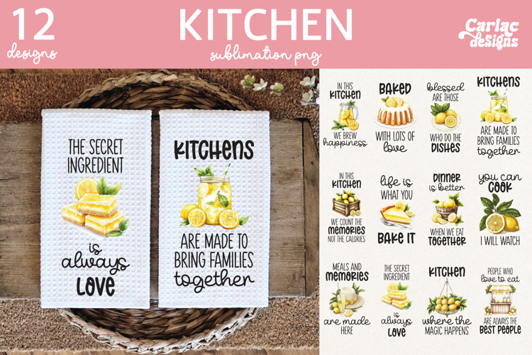 Lemons Kitchen Towel Sublimation, Farmhouse Kitchen Towel