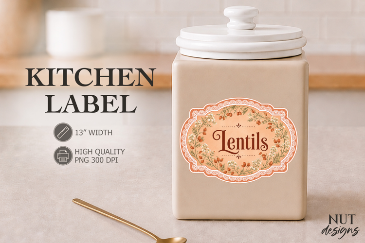 Lentils Vintage Lace Kitchen Pantry label