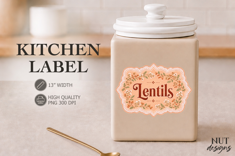 Vintage Floral Lentils Lace Label Pantry label