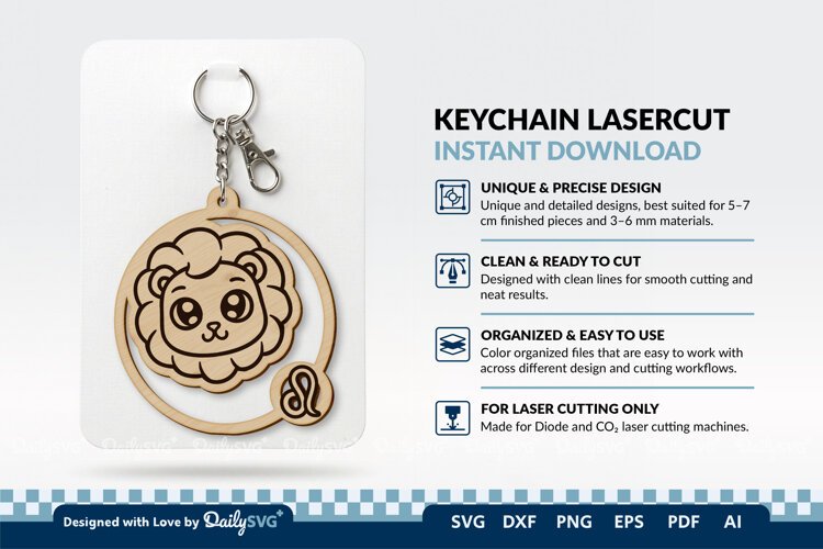 Cute Zodiac Keychain SVG | Leo Astrology Design example image 1