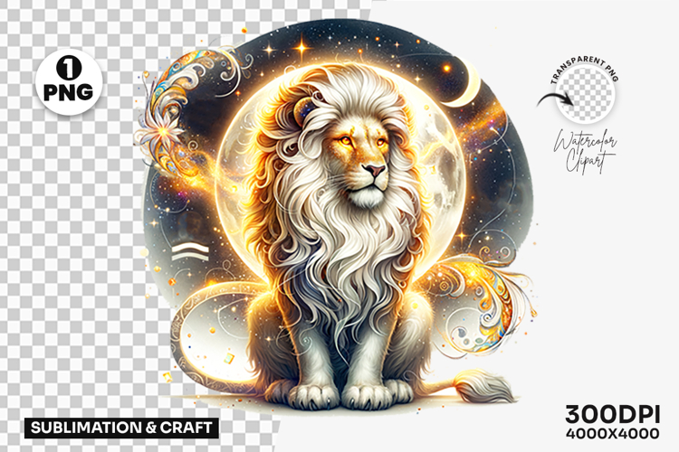 Leo Lion Zodiac Astrology Horoscope PNG Sublimation Design