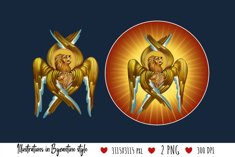 Leo Mark Apostle Symbol. Christian Illustration