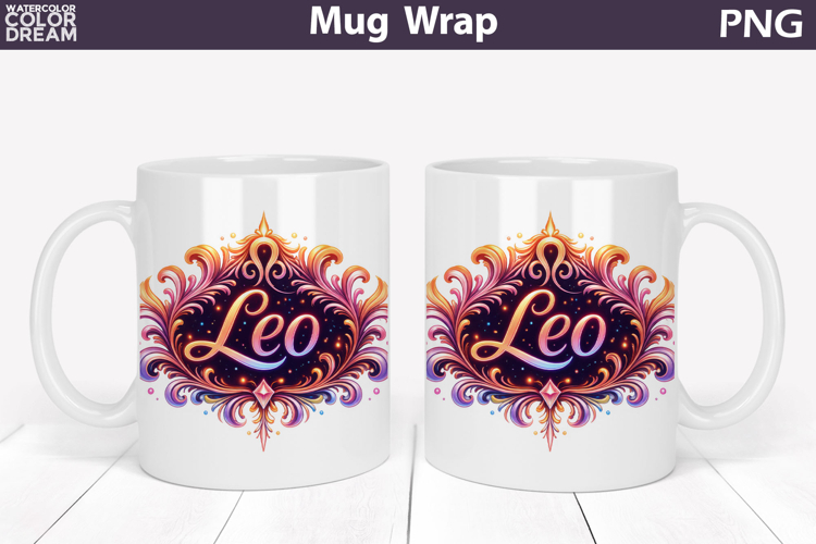 Leo Zodiac Mug Wrap | Astrology Cup Sublimation