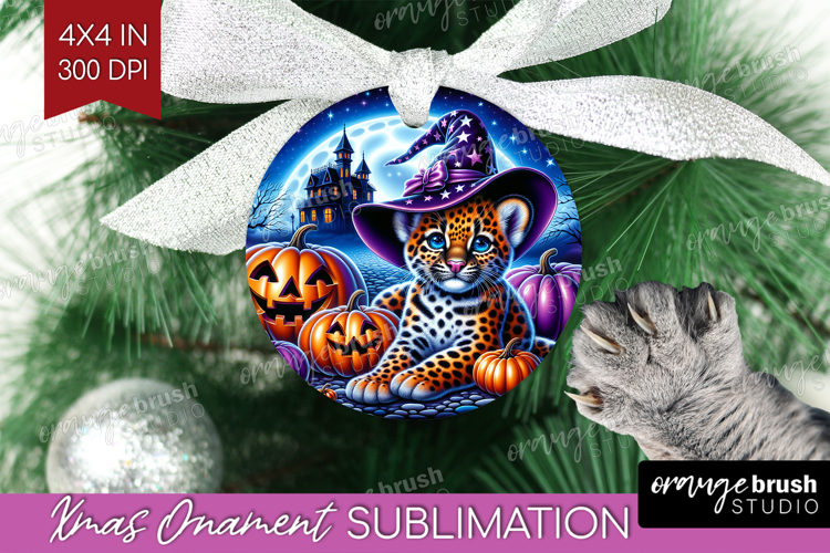 Leopard Halloween Ornament PNG Cute Animal PNG Sublimation