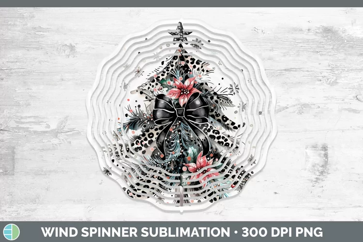 Leopard Black Christmas Tree Wind Spinner Sublimation Spinne