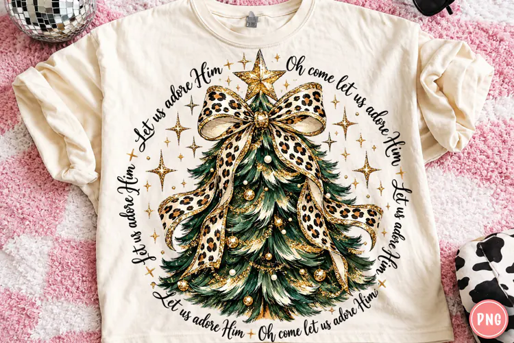Leopard Bow Christmas Tree Christian PNG