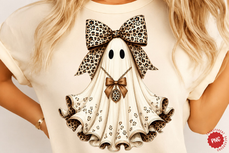Leopard Bow Ghost PNG