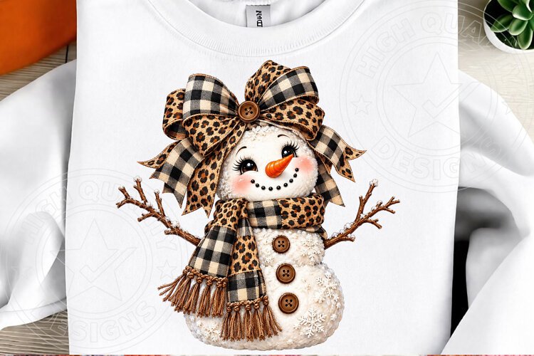 Leopard Buffalo Plaid Snowman Rustic Christmas Holiday PNG example image 1
