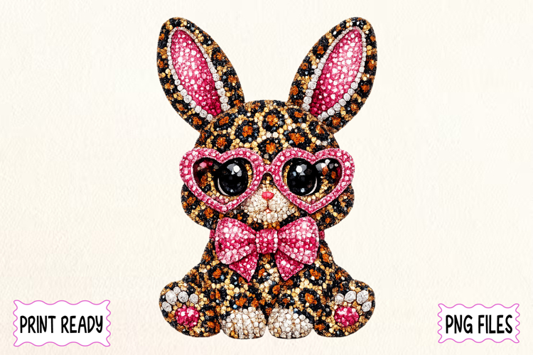 Leopard Bunny Rhinestone Cute Design