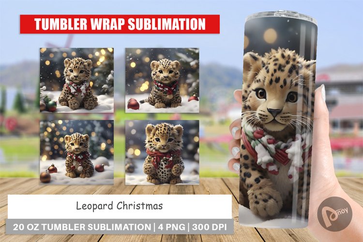 Tumbler Sublimation Leopard Christmas