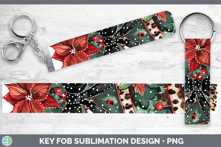 Leopard Christmas Tree Key Fob Sublimation Wristlet Designs