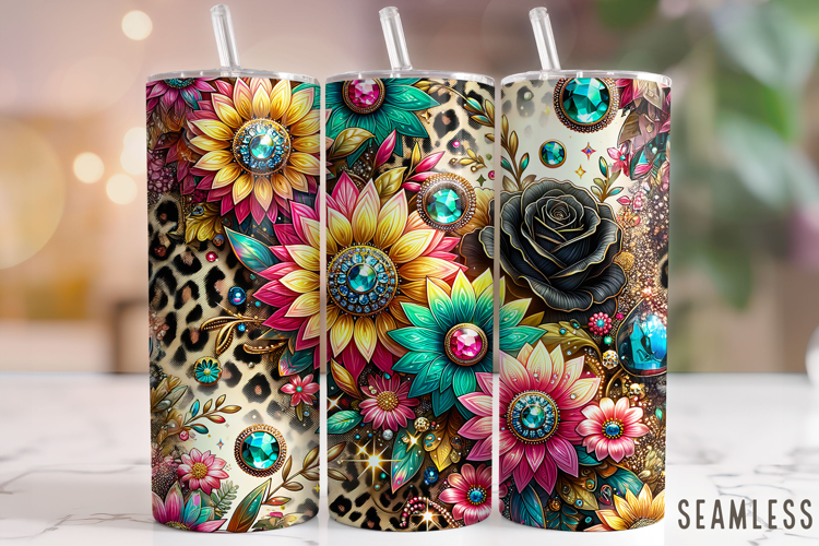 Floral Tumbler Wrap, Flowers Tumbler Wrap, Sunflower Tumbler