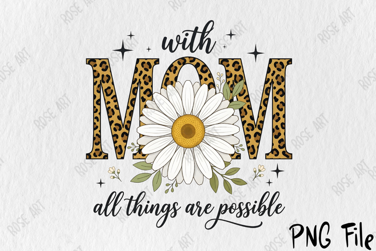 Leopard Daisy Mom Sublimation PNG